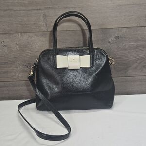Kate Spade Black and Cream Leather Satchel Crossbody Shoulder Bag